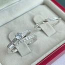 Par de Alianças 2,5mm de Prata 950 com Anel Solitário Cravejado - Jade