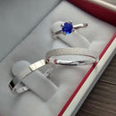 Par de Alianças 3mm de Prata 950 com Anel Solitário - Valeriana