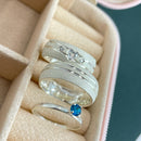 Par de Alianças 7mm em Prata 950 com Anel Solitário - Crystal