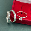 Par de Alianças 3mm de Prata 950 com Anel Solitário - Moments (Personalizável)