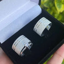 Par de Alianças 12mm de Prata 950 com Anel Solitário - Noelle (Personalizável)