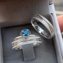 Par de Alianças 4mm em Prata 950 com Anel Solitário - Palace