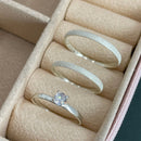 Par de Alianças 2mm em Prata 950 com Anel Solitário - Cascade