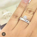 Par de Alianças 3mm em Prata 950 com Anel Solitário - Galantins