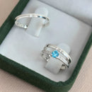 Par de Alianças 2mm de Prata 950 com Anel Solitário Cravejado - Olimpo