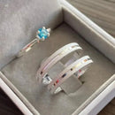 Par de Alianças 3mm de Prata 950 com Anel Solitário - Viatrix