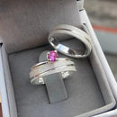 Par de Alianças 4mm de Prata 950 com Anel Solitário - Paladium