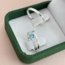 Par de Alianças 2mm de Prata 950 com Anel Solitário Cravejado - Olimpo