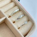 Par de Alianças 3mm em Prata 950 com Anel Solitário - Aurora