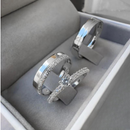 Par de Alianças 5mm de Prata 950 com Anel Solitário Cravejado - Garnet