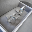 Par de Alianças 2,5mm em Prata 950 com Anel Solitário Cravejado - Poppy