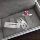 Par de Alianças 6mm de Prata 950 com Anel Solitário - Rose