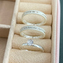 Par de Alianças 3mm de Prata 950 com Anel Solitário - Always II