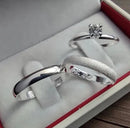 Par de Alianças 3,5mm de Prata 950 com Anel Solitário - Obelix