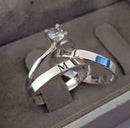 Par de Alianças 2,5mm em Prata 950 com Anel Solitário - Inicial (Personalizável)