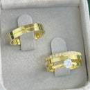 Par de Alianças 4mm Banhado a Ouro 18k com Anel Solitário - Olinne