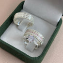 Par de Alianças 6mm em Prata 950 com Anel Solitário - Empírea