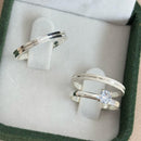 Par de Alianças 2mm em Prata 950 com Anel Solitário - Esmeris