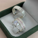 Par de Alianças 6mm em Prata 950 com Anel Solitário - Empírea