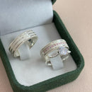 Par de Alianças 6mm em Prata 950 com Anel Solitário - Empírea