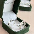 Par de Alianças 3,5mm em Prata 950 com Anel Solitário - Quasar