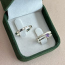 Par de Alianças 2,5mm em Prata 950 com Anel Solitário - Colômbia