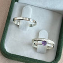 Par de Alianças 2,5mm em Prata 950 com Anel Solitário - Colômbia