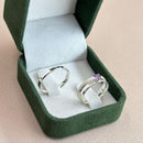 Par de Alianças 2,5mm em Prata 950 com Anel Solitário - Colômbia