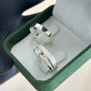 Par de Alianças 4mm em Prata 950 com Anel Solitário - Ember