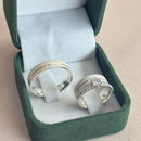 Par de Alianças 5mm de Prata 950 com Anel Solitário Cravejado - Lotus