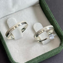 Par de Alianças 3mm de Prata 950 com Anel Solitário - Serene