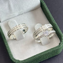 Par de Alianças 4mm em Prata 950 com Anel Solitário Cravejado - Coral