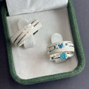 Par de Alianças 7mm em Prata 950 com Anel Solitário - Crystal II