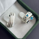 Par de Alianças 7mm em Prata 950 com Anel Solitário - Crystal II