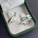 Par de Alianças 3mm em Prata 950 com Anel Solitário Cravejado - Avelino