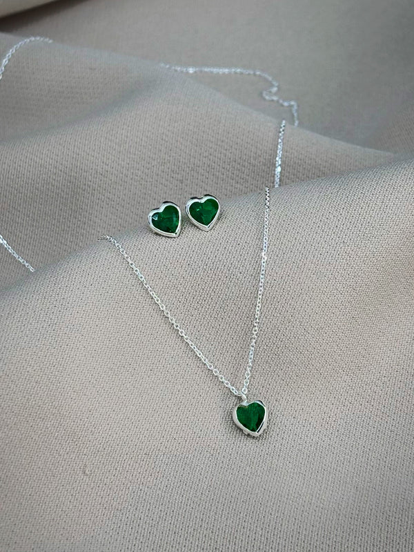 Conjunto de Coração 45cm em Prata Italiana 925