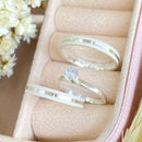 Par de Alianças 3mm em Prata 950 com Anel Solitário - Always