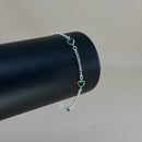 Pulseira em Prata 925 Pontos de Luz Coração (Verde)