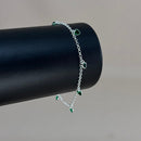 Pulseira em Prata 925 Pingos de Luz Coração (Verde)