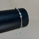 Pulseira em Prata 925 Pingos de Luz Coração (Verde)