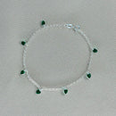 Pulseira em Prata 925 Pingos de Luz Coração (Verde)