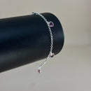 Pulseira em Prata 925 Pingos de Luz Coração (Rosa)