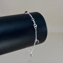Pulseira em Prata 925 Pingos de Luz Coração (Rosa)