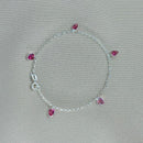 Pulseira em Prata 925 Pingos de Luz Coração (Rosa)