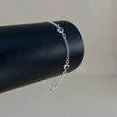 Pulseira em Prata 925 Pontos de Luz Coração (Rosa Claro)