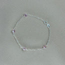 Pulseira em Prata 925 Pontos de Luz Coração (Rosa Claro)