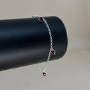 Pulseira em Prata 925 Pingos de Luz Coração (Vermelho)