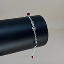 Pulseira em Prata 925 Pingos de Luz Coração (Vermelho)