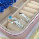 Par de Alianças 3mm em Prata 950 com Anel Solitário Cravejado - Avelino