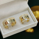 Par de Alianças 10mm Banhado a Ouro 18k com Anel Solitário Cravejado - Sylven